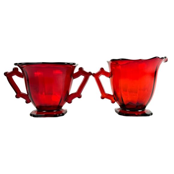 Imperial Hazen 760 Ruby Red 1930's Open Sugar and Creamer Set-Mint Condition - Picture 4 of 9